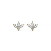 Half-flower diamond stud earrings